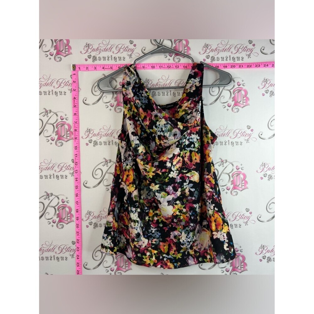 Mario Serrani Italy tank top cowl neck Black Multicolor Floral Cowl Neck Tank